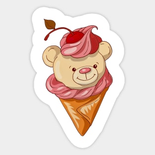 Bear in Ice cream Cone Sticker